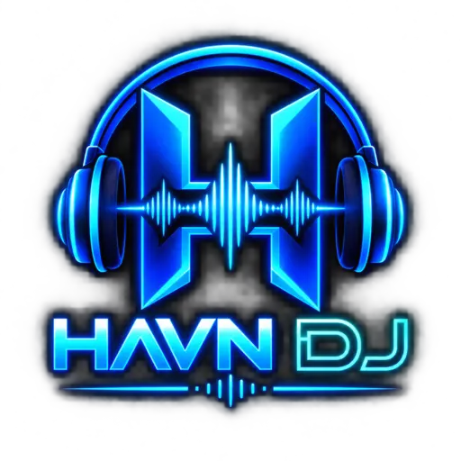 Custom neon-blue HAVN DJ logo